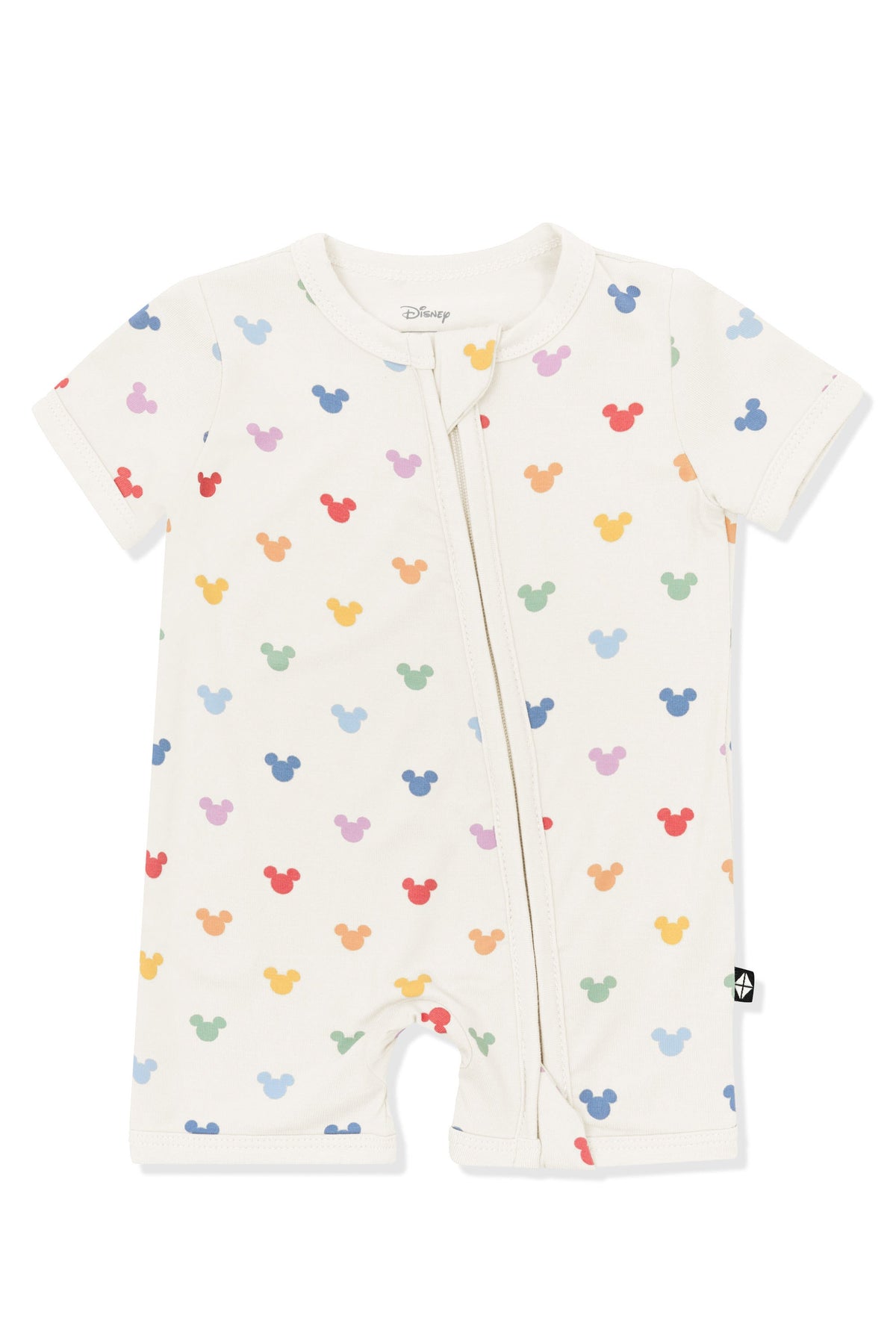 Zipper Shortall Romper in Pastel Mickey Mouse