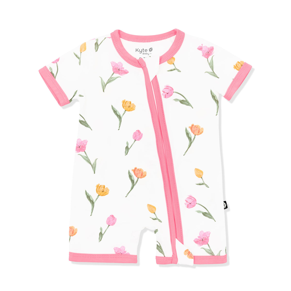 Zipper Shortall Romper in Tulip