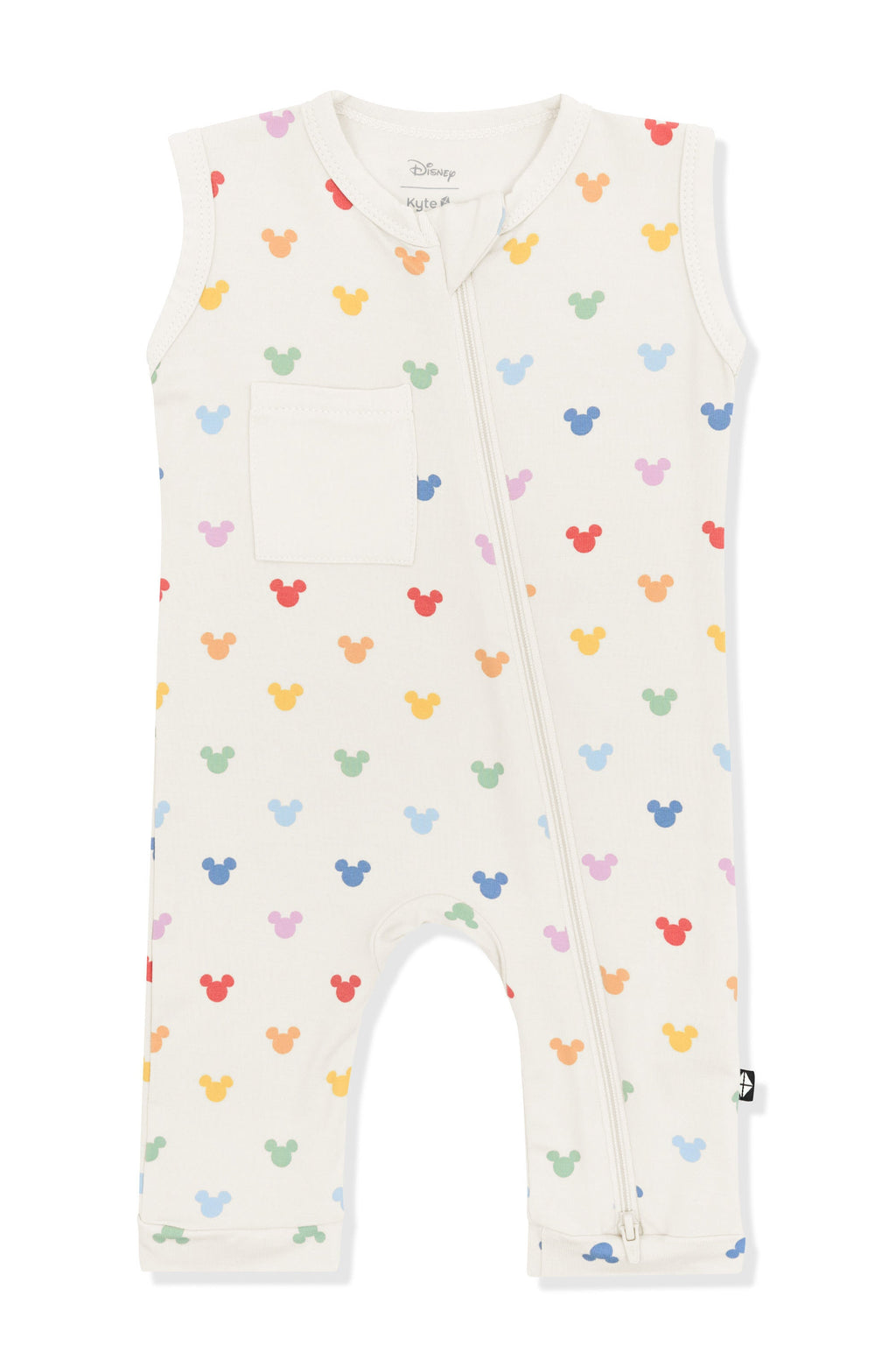 Zippered Sleeveless Romper in Pastel Mickey Mouse