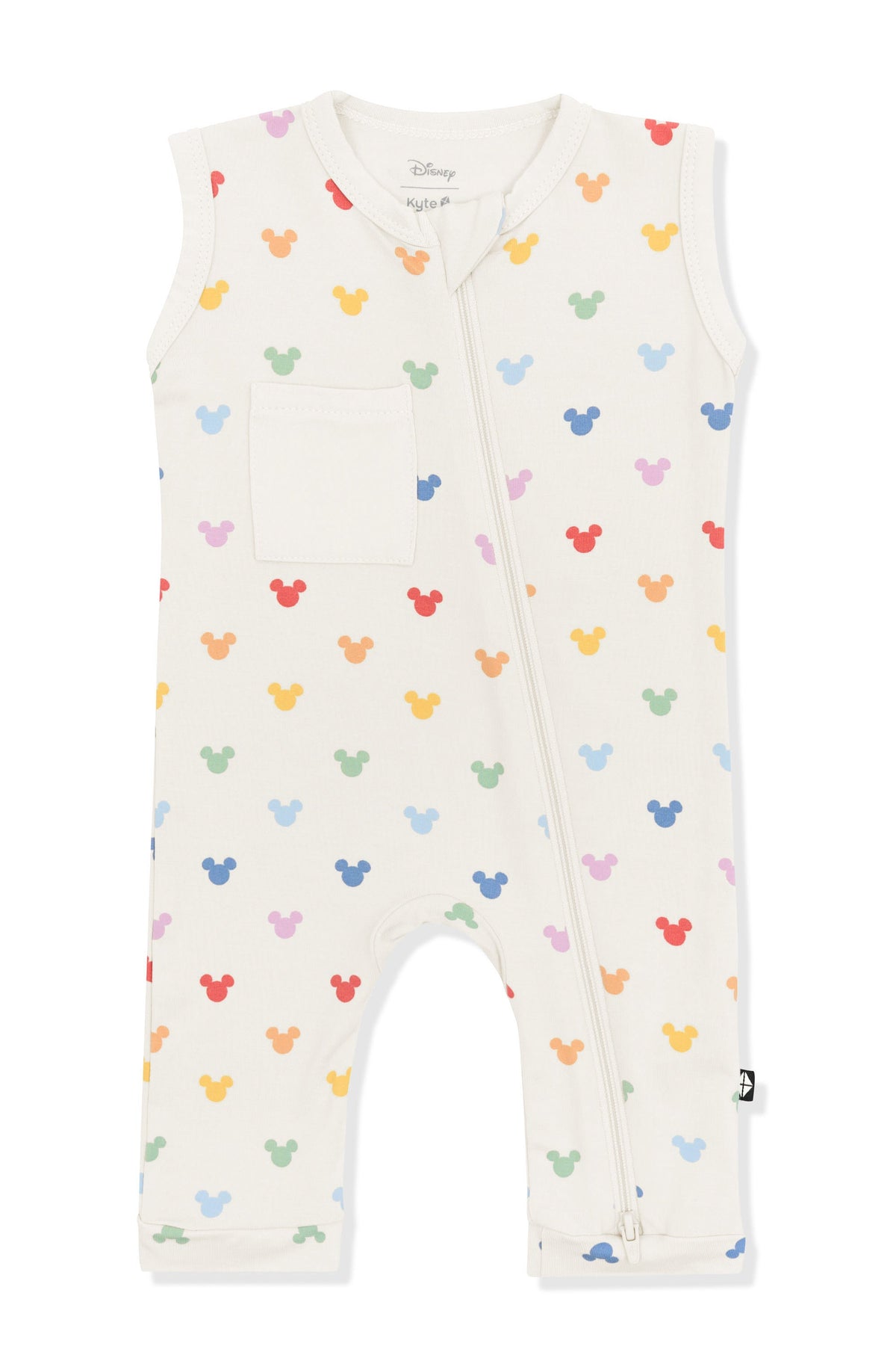 Zippered Sleeveless Romper in Pastel Mickey Mouse