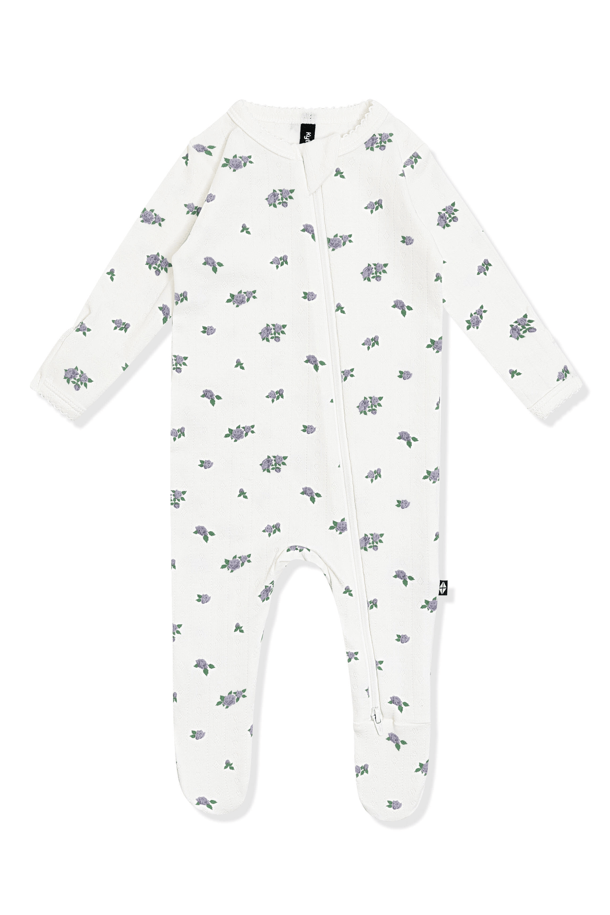 Pointelle Zippered Footie in Spray Rose