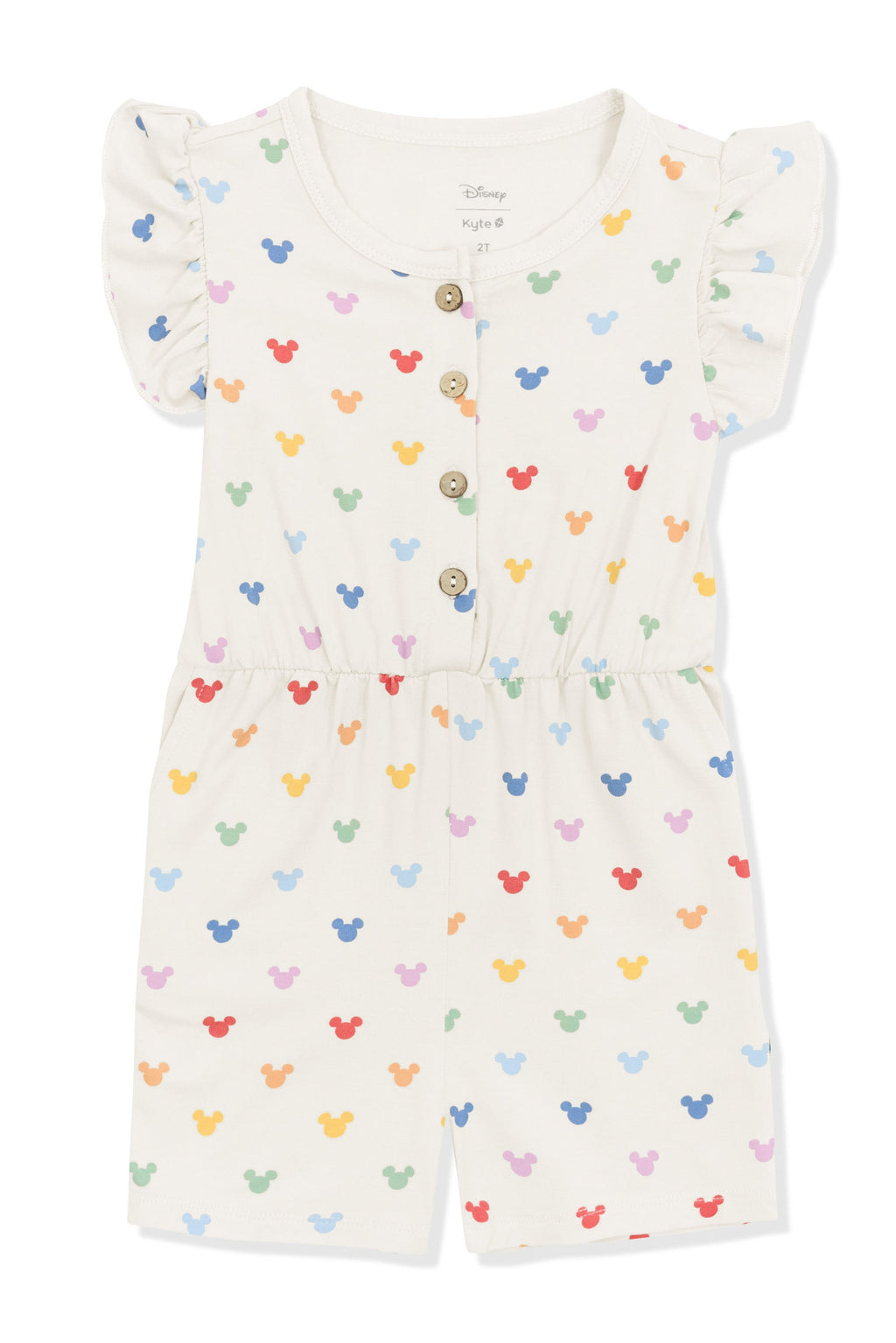 Flutter Sleeve Romper in Pastel Mickey Mouse
