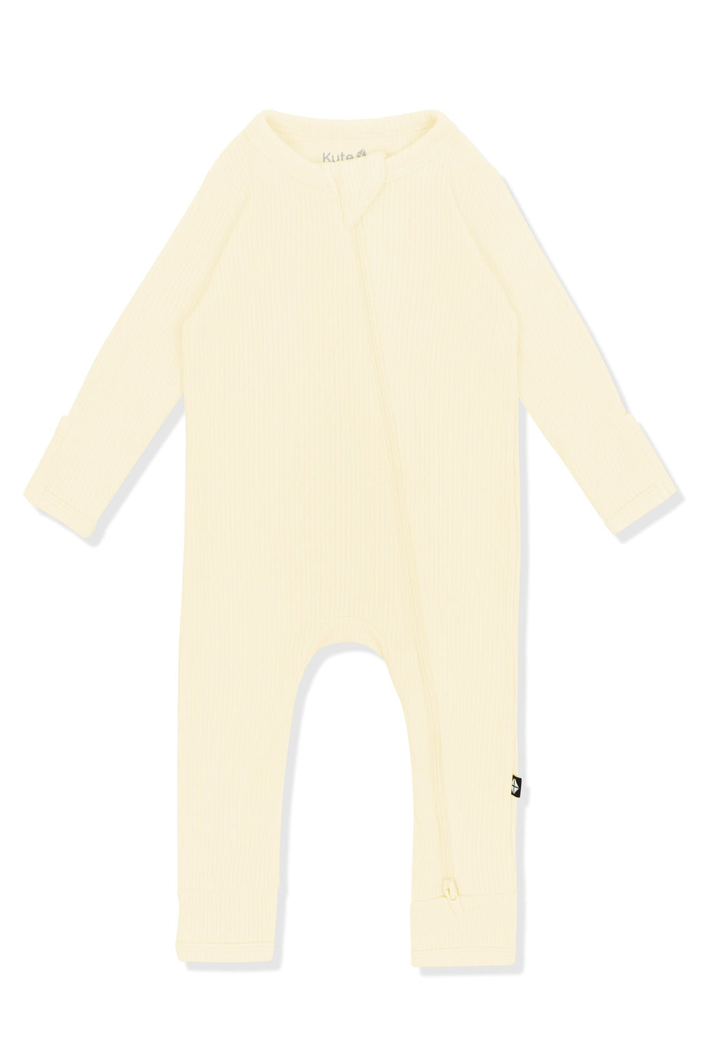 Ribbed Zipper Romper in Chamomile