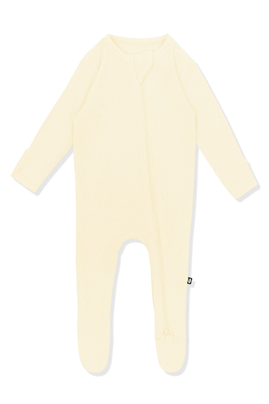 Ribbed Zipper Footie in Chamomile