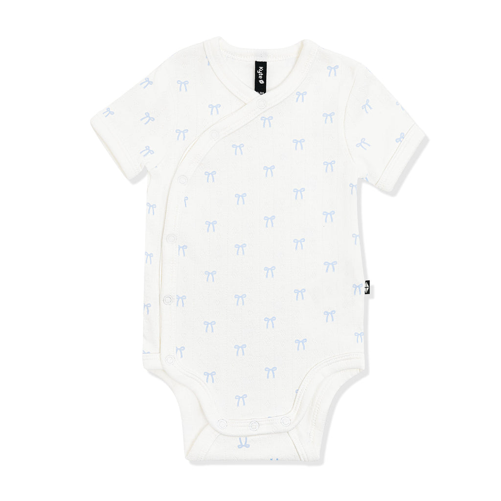 Pointelle Kimono Bodysuit in Sweet Blue Bow