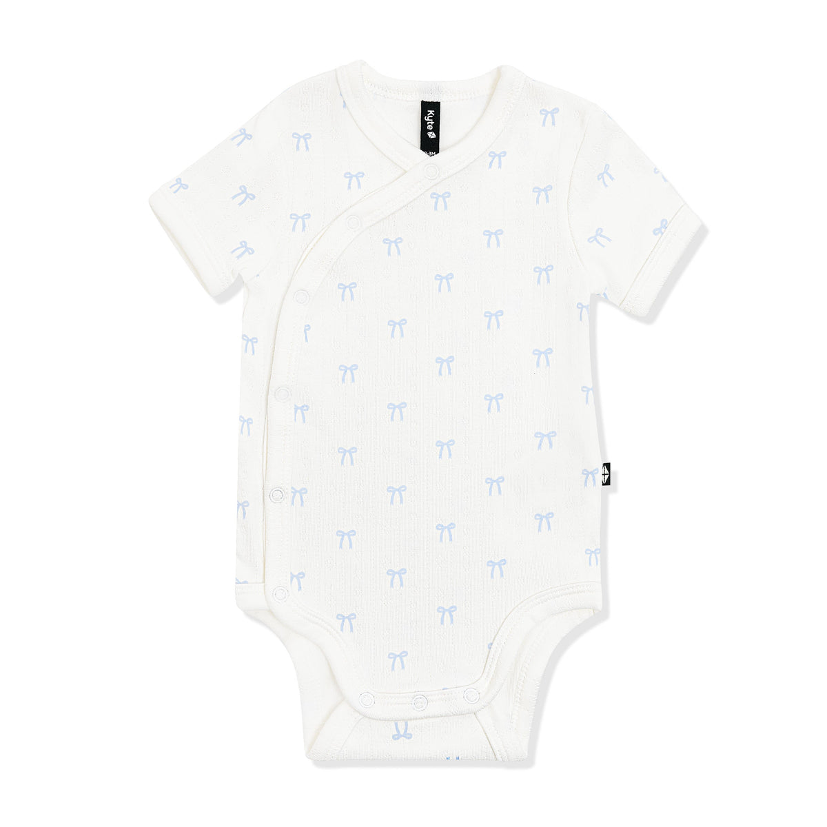Pointelle Kimono Bodysuit in Sweet Blue Bow