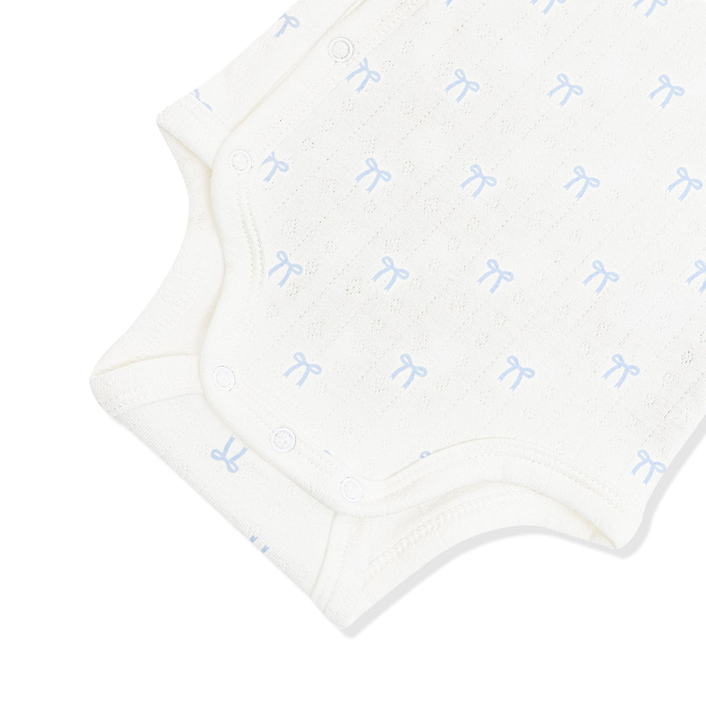Pointelle Kimono Bodysuit in Sweet Blue Bow