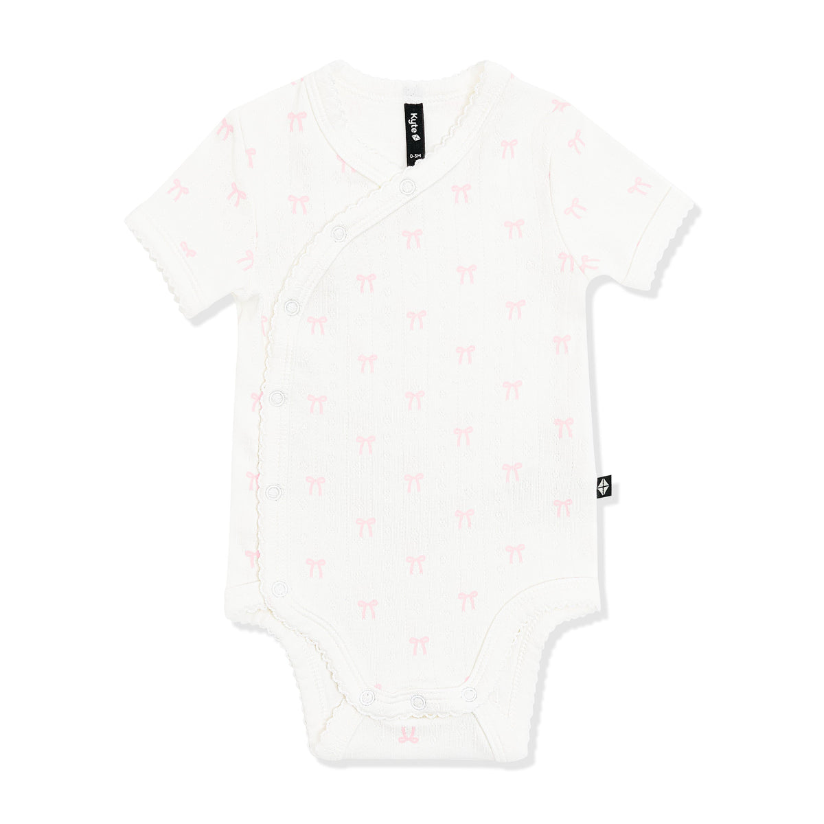 Pointelle Kimono Bodysuit in Sweet Pink Bow