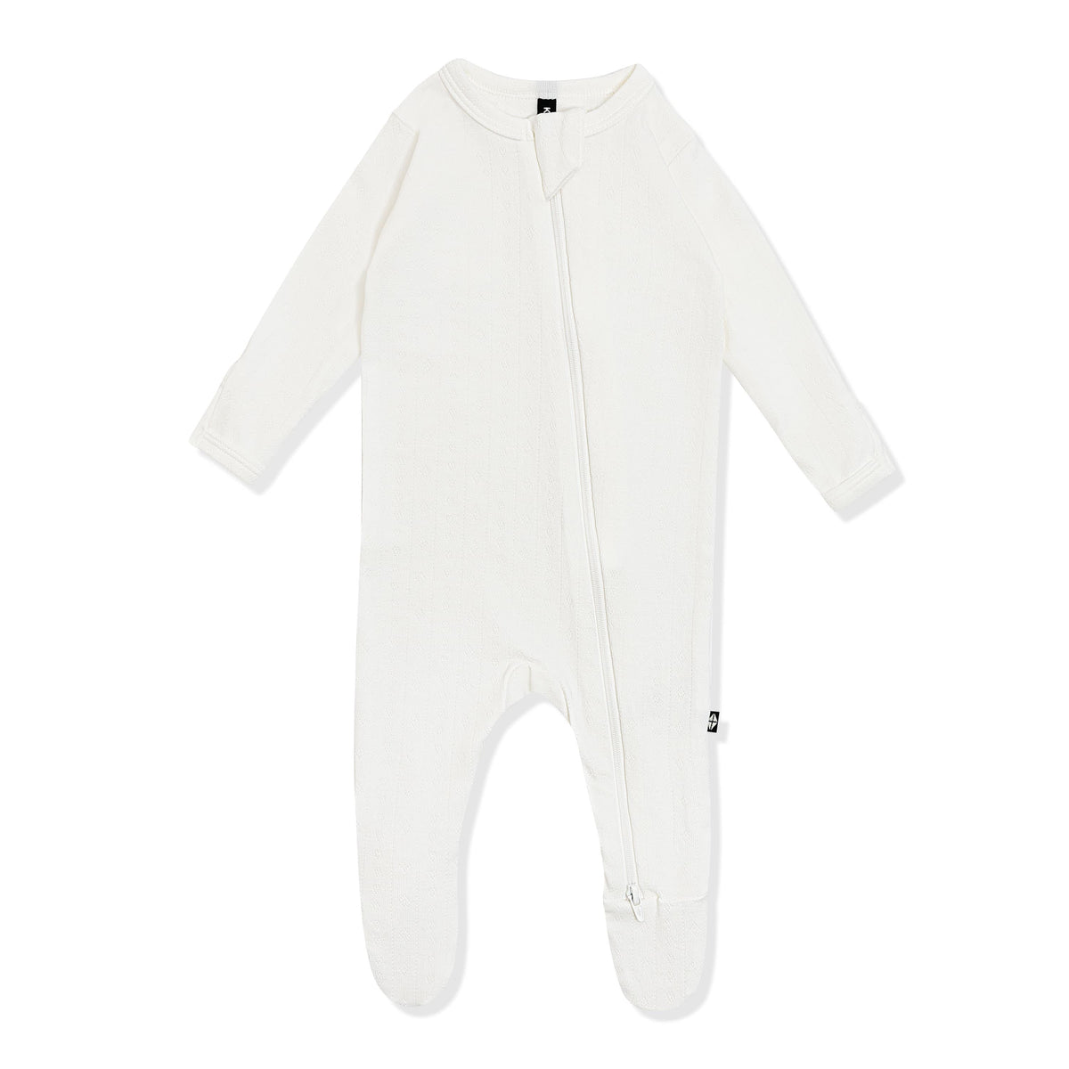 Pointelle Zippered Footie in Cloud