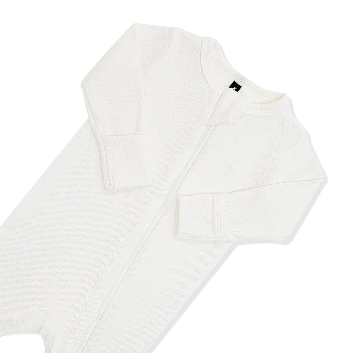 Pointelle Zippered Footie in Cloud