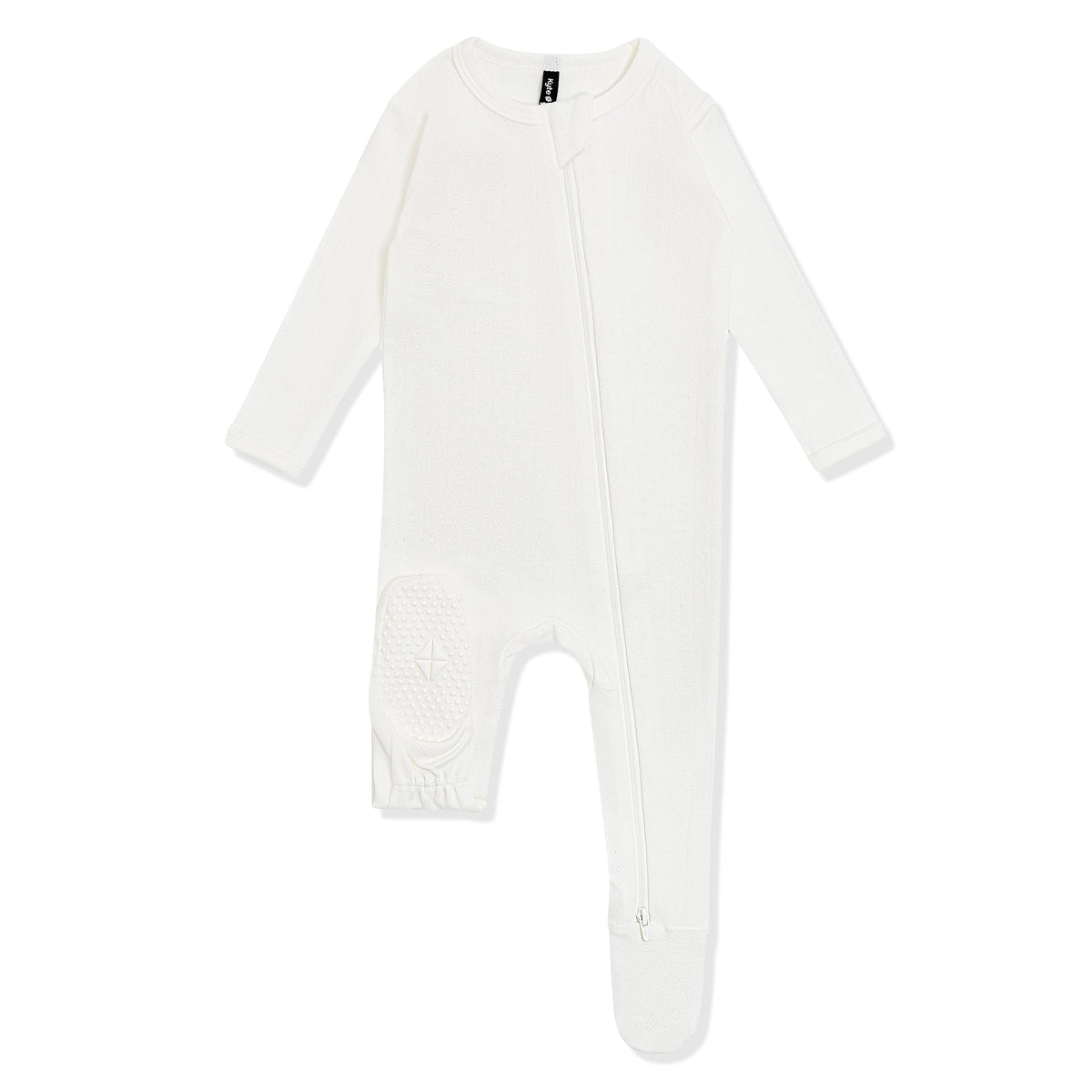 Pointelle Zippered Footie in Cloud