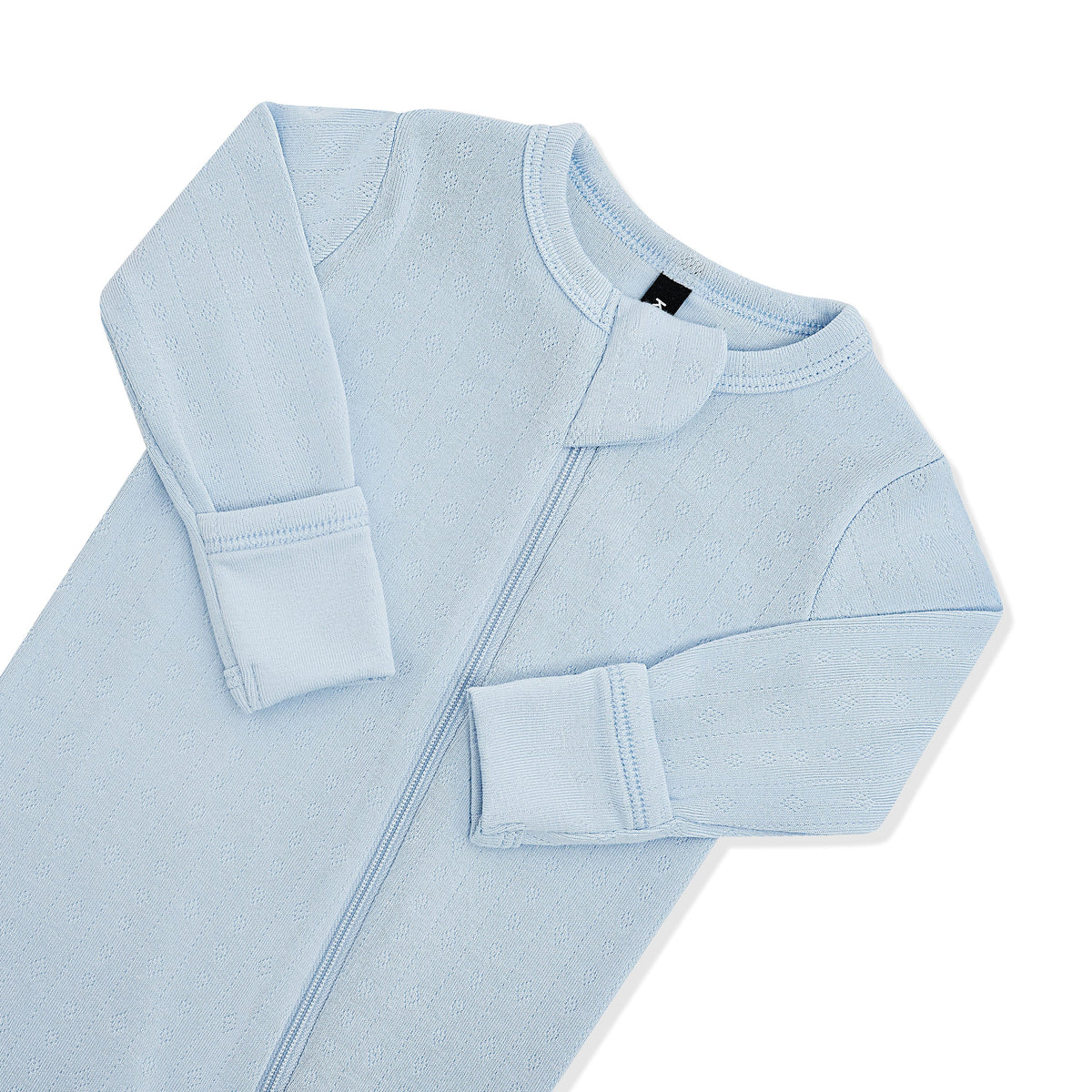 Pointelle Zippered Footie in Breeze