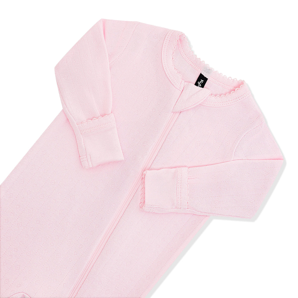 Pointelle Zippered Footie in Sakura