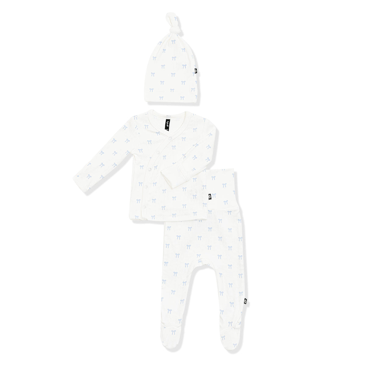 Pointelle Take Me Home Set with Cap in Sweet Blue Bow
