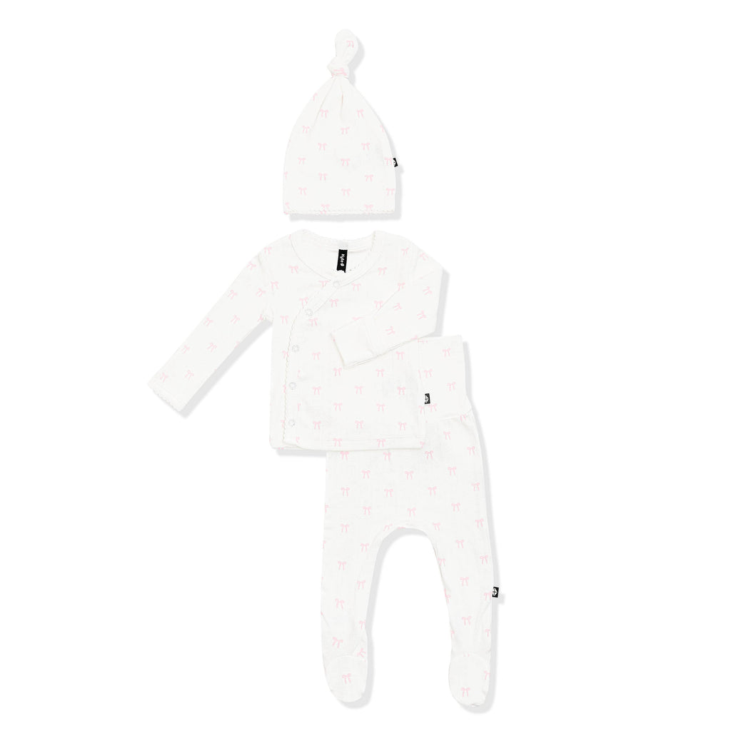 Pointelle Take Me Home Set with Cap in Sweet Pink Bow