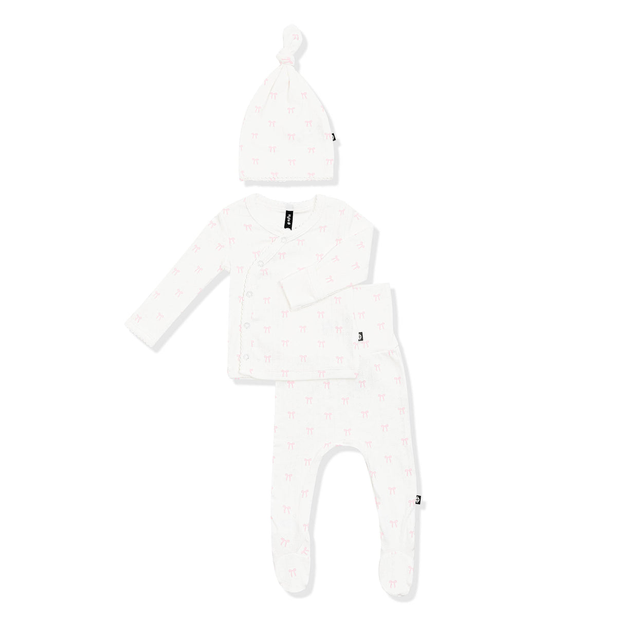 Pointelle Take Me Home Set with Cap in Sweet Pink Bow