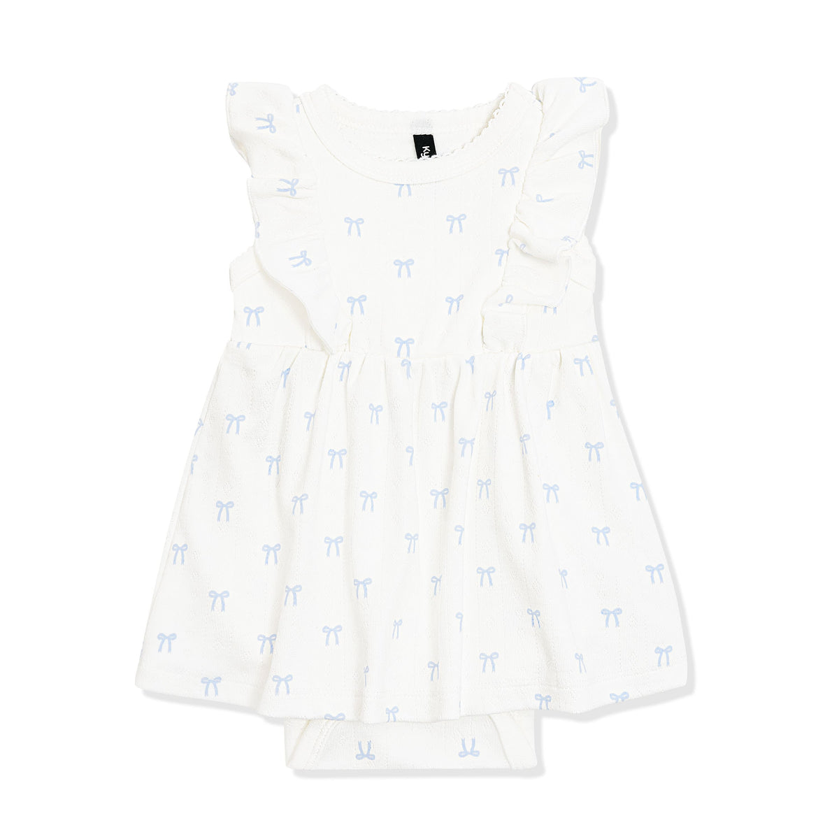 Pointelle Bodysuit Dress in Sweet Blue Bow