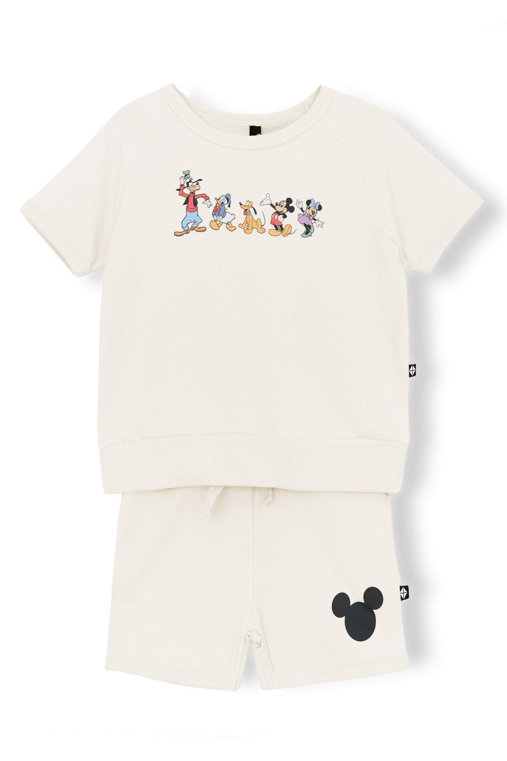 Short Sleeve Jogger Set in Mickey and Friends on Ecru