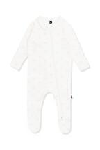 Pointelle Zippered Footie in Sweet Pink Bow