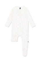 Pointelle Zippered Footie in Sweet Pink Bow