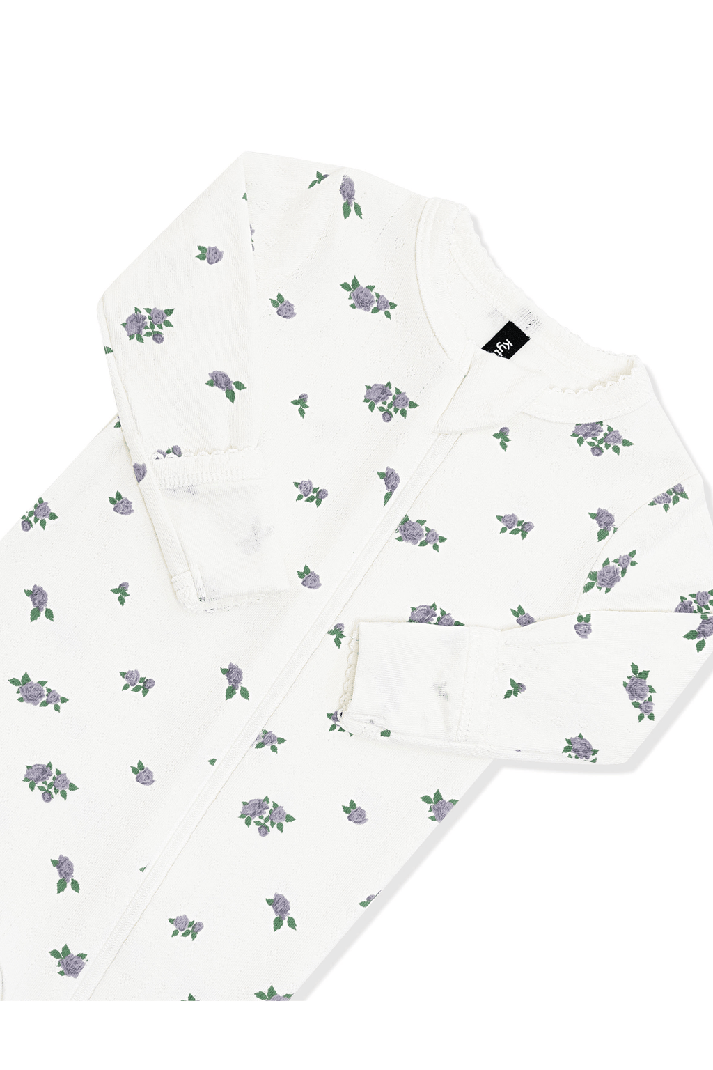Pointelle Zippered Footie in Spray Rose