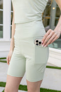 Bamboo Flex High Rise Biker Short in Basil