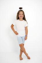 Ribbed Toddler Biker Shorts in Breeze