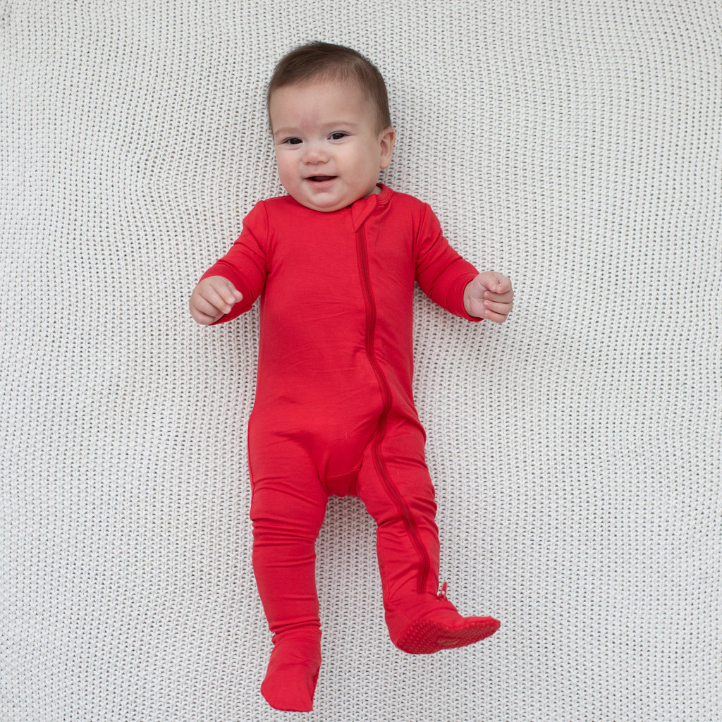 Zippered Footie in Cardinal