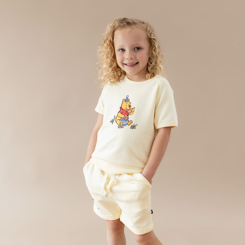 Short Sleeve Jogger Set in Winnie the Pooh on Chamomile