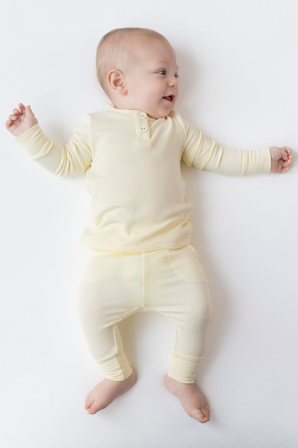 Ribbed Infant Henley Set in Chamomile
