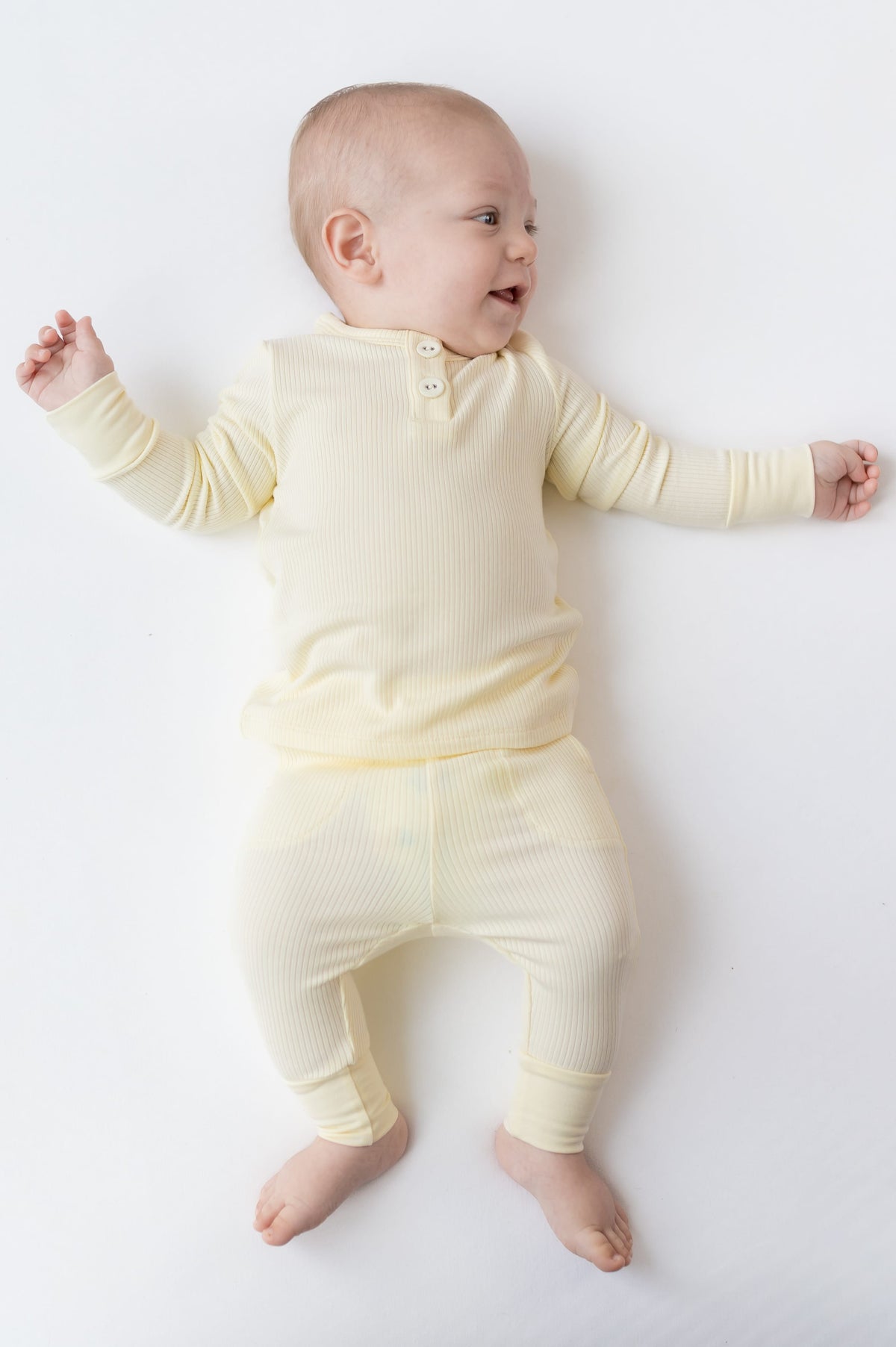 Ribbed Infant Henley Set in Chamomile