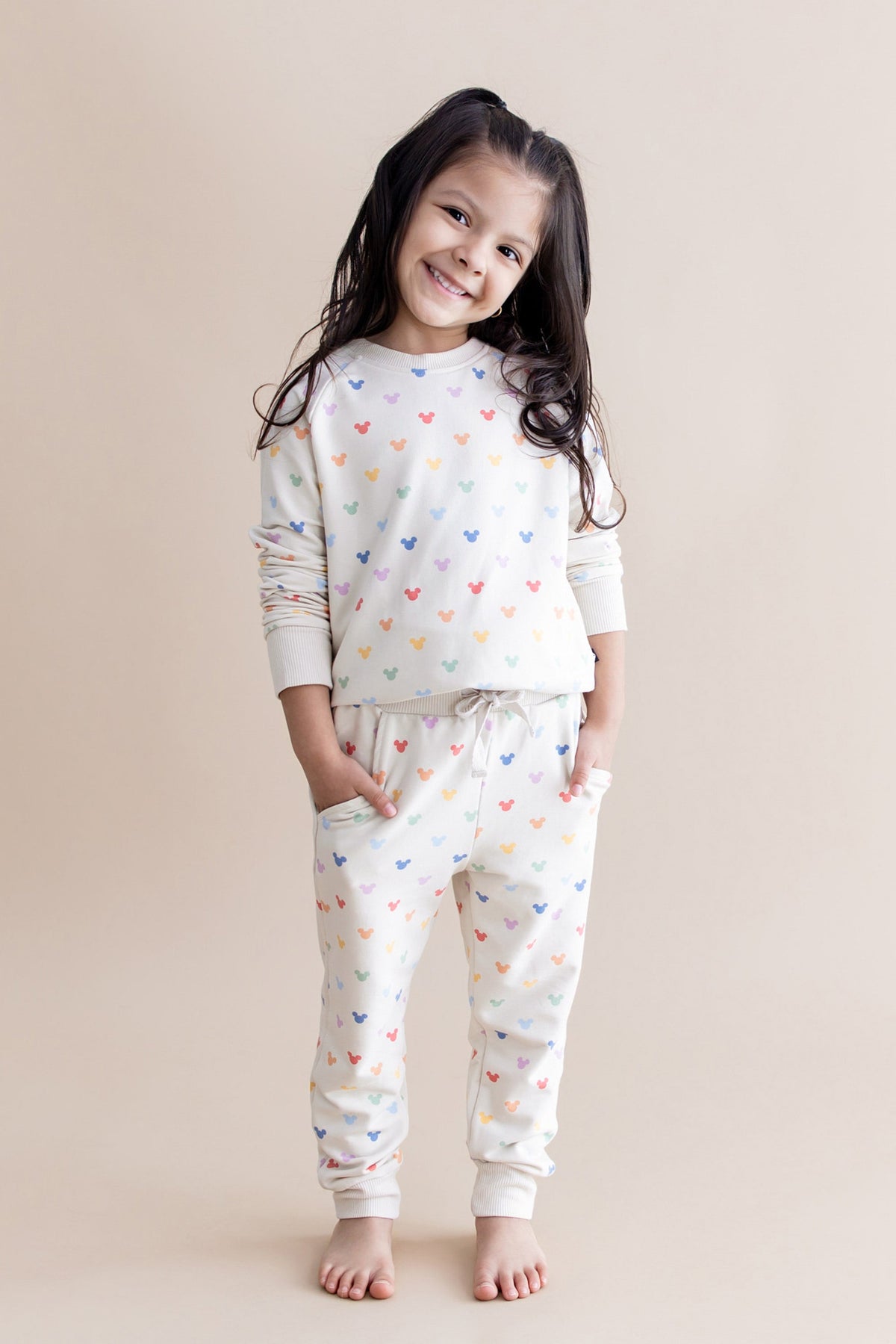 Long Sleeve Jogger Set in Pastel Mickey Mouse