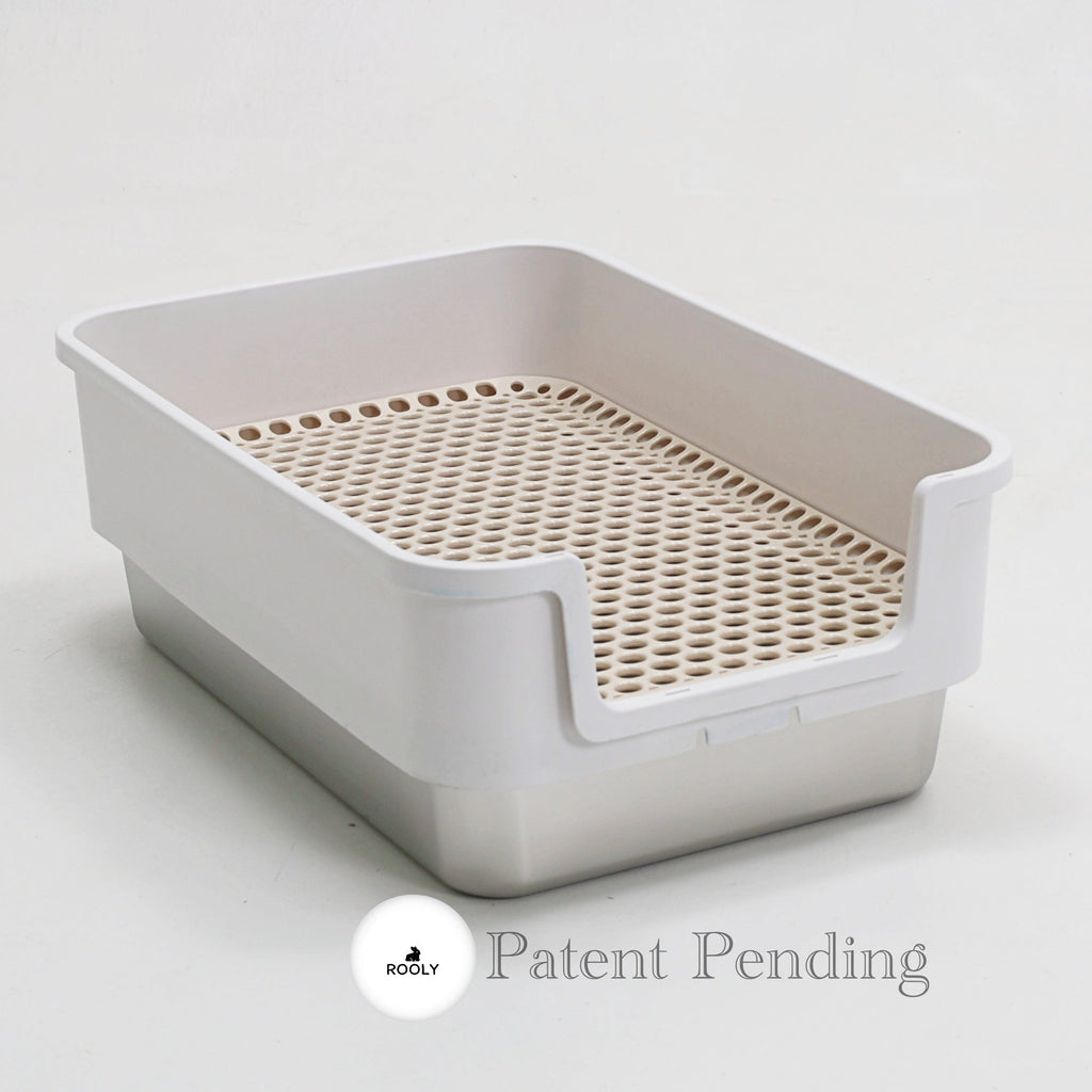 ROOLY Stainless Rabbit Litter Box - Short Side Entrance
