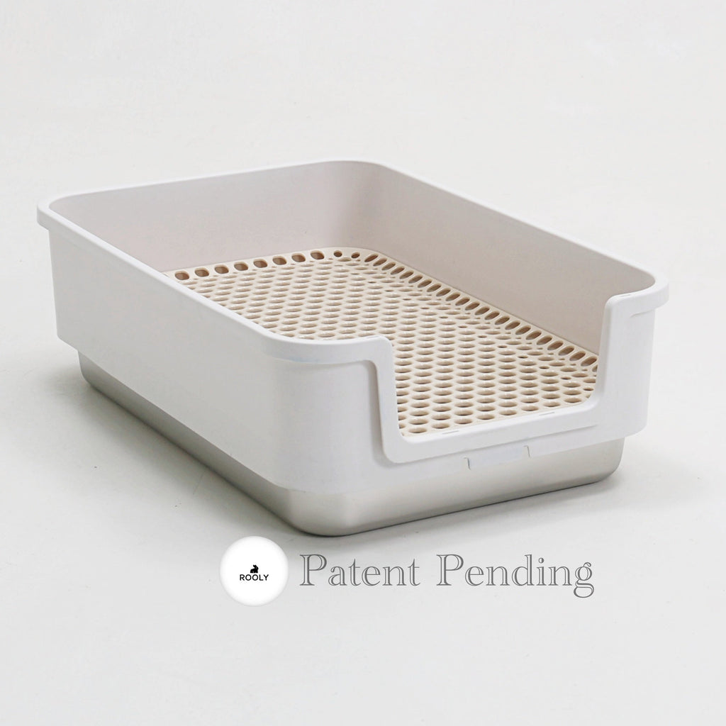 ROOLY Stainless Rabbit Litter Box - Short Side Entrance (Low Height)