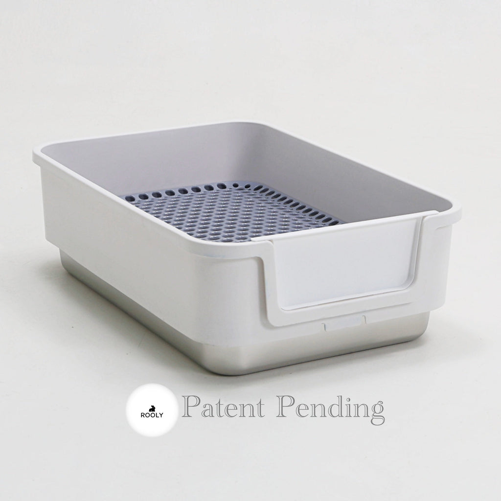 ROOLY Stainless Rabbit Litter Box - Short Side Entrance (Low Height)