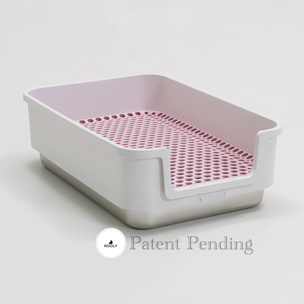 ROOLY Stainless Rabbit Litter Box - Short Side Entrance (Low Height)
