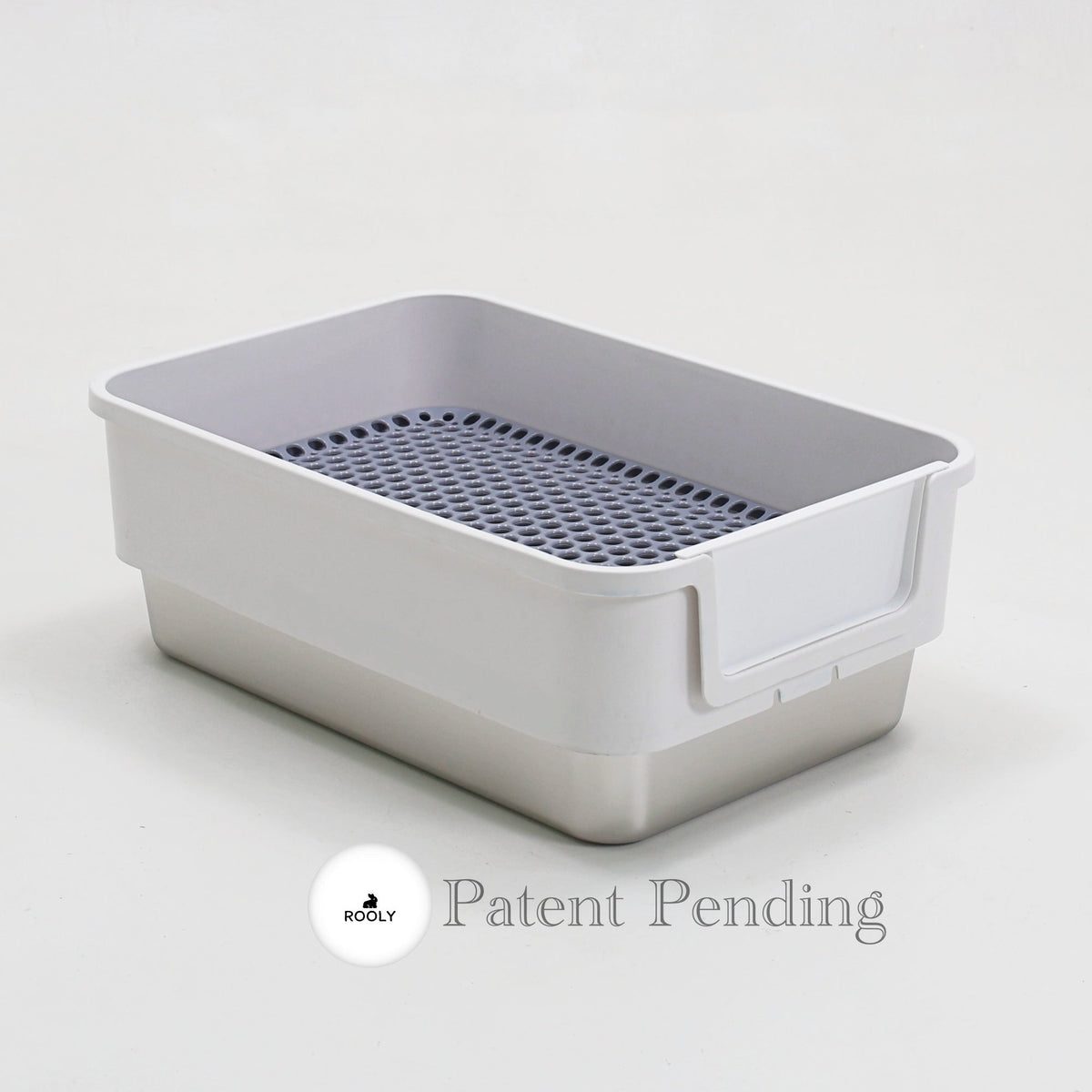 ROOLY Stainless Rabbit Litter Box - Short Side Entrance