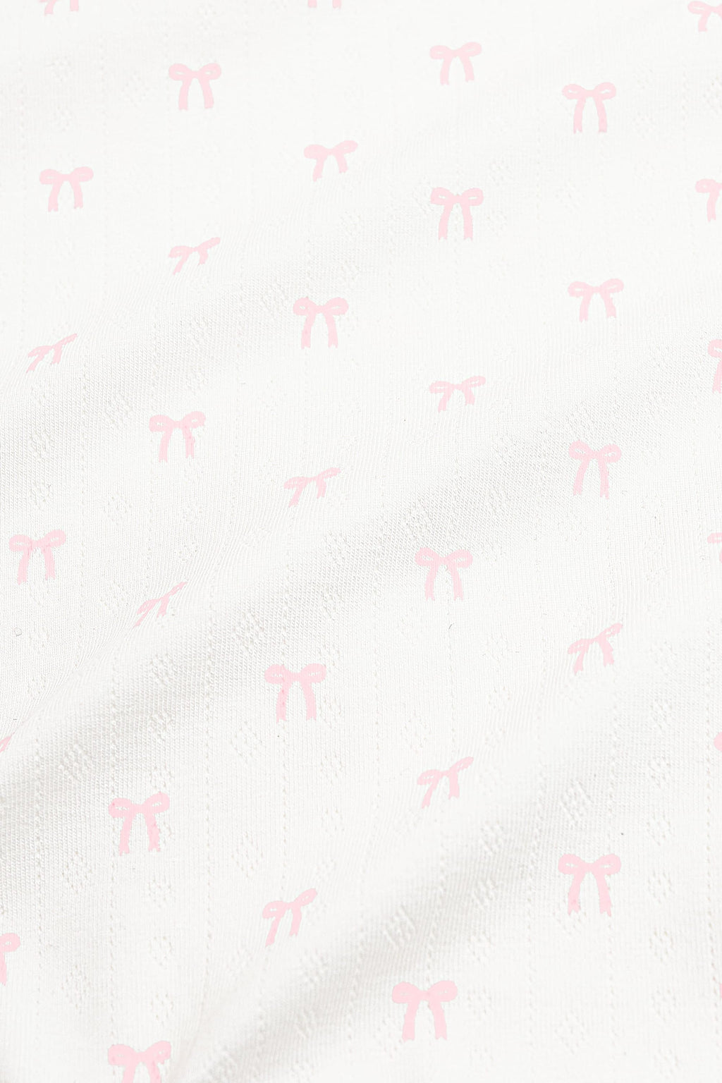 Pointelle Zippered Footie in Sweet Pink Bow