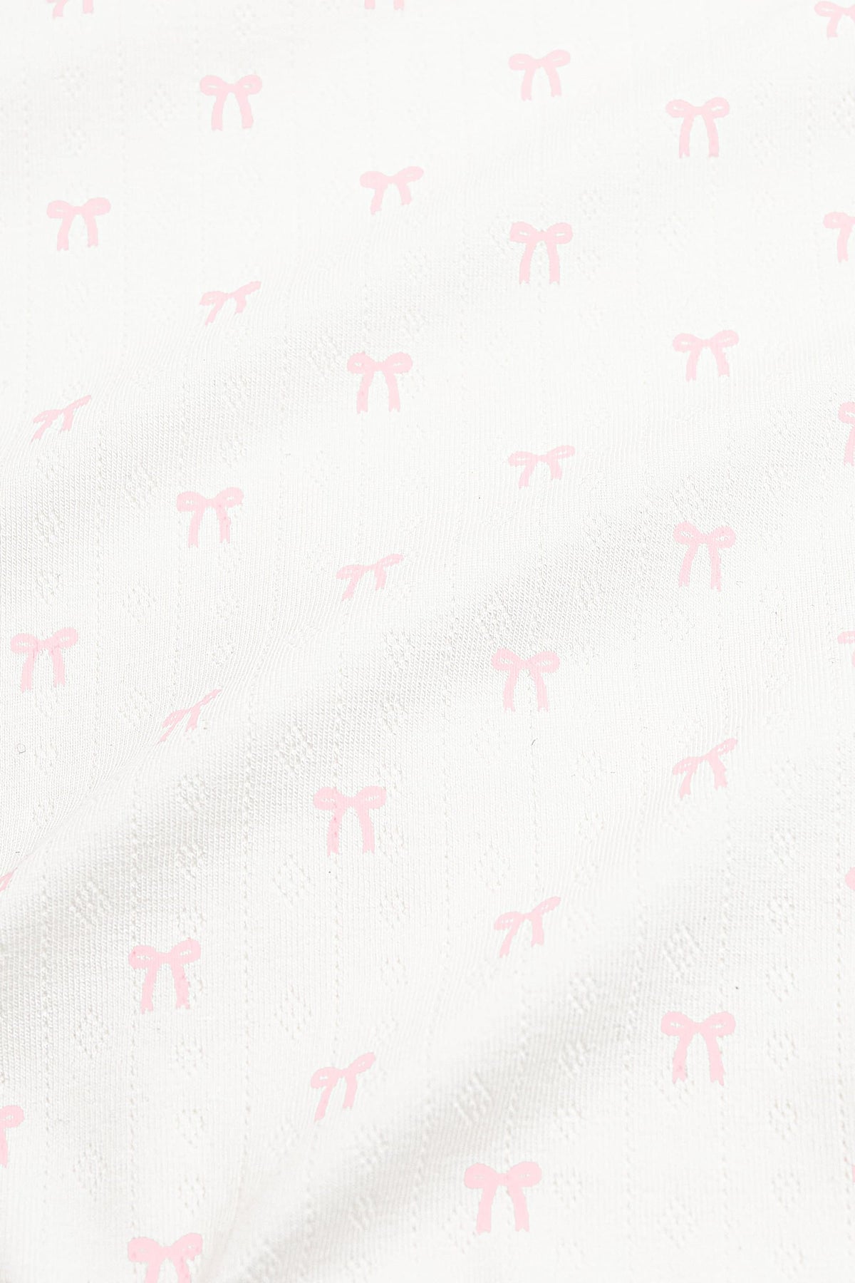 Pointelle Zippered Footie in Sweet Pink Bow