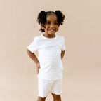 Pointelle Short Sleeve Set in Sweet Pink Bow