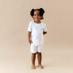 Pointelle Short Sleeve Set in Sweet Pink Bow