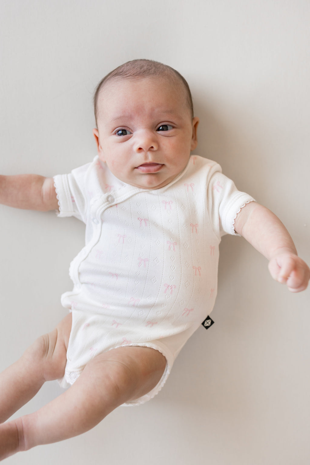 Pointelle Kimono Bodysuit in Sweet Pink Bow