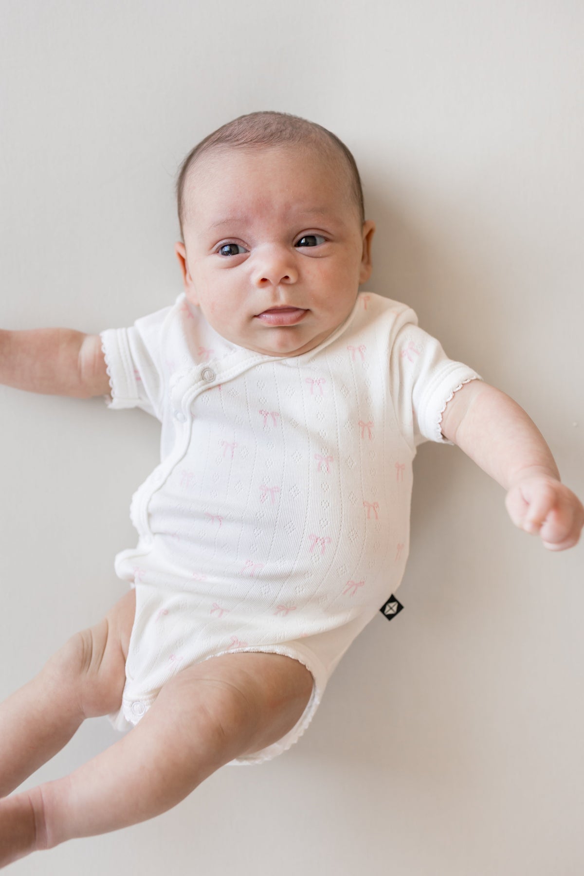 Pointelle Kimono Bodysuit in Sweet Pink Bow