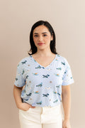 Women's Oversized V-Neck Tee in Take Off