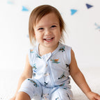 Zippered Sleeveless Romper in Take Off