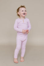 Ribbed Henley Set in Thistle