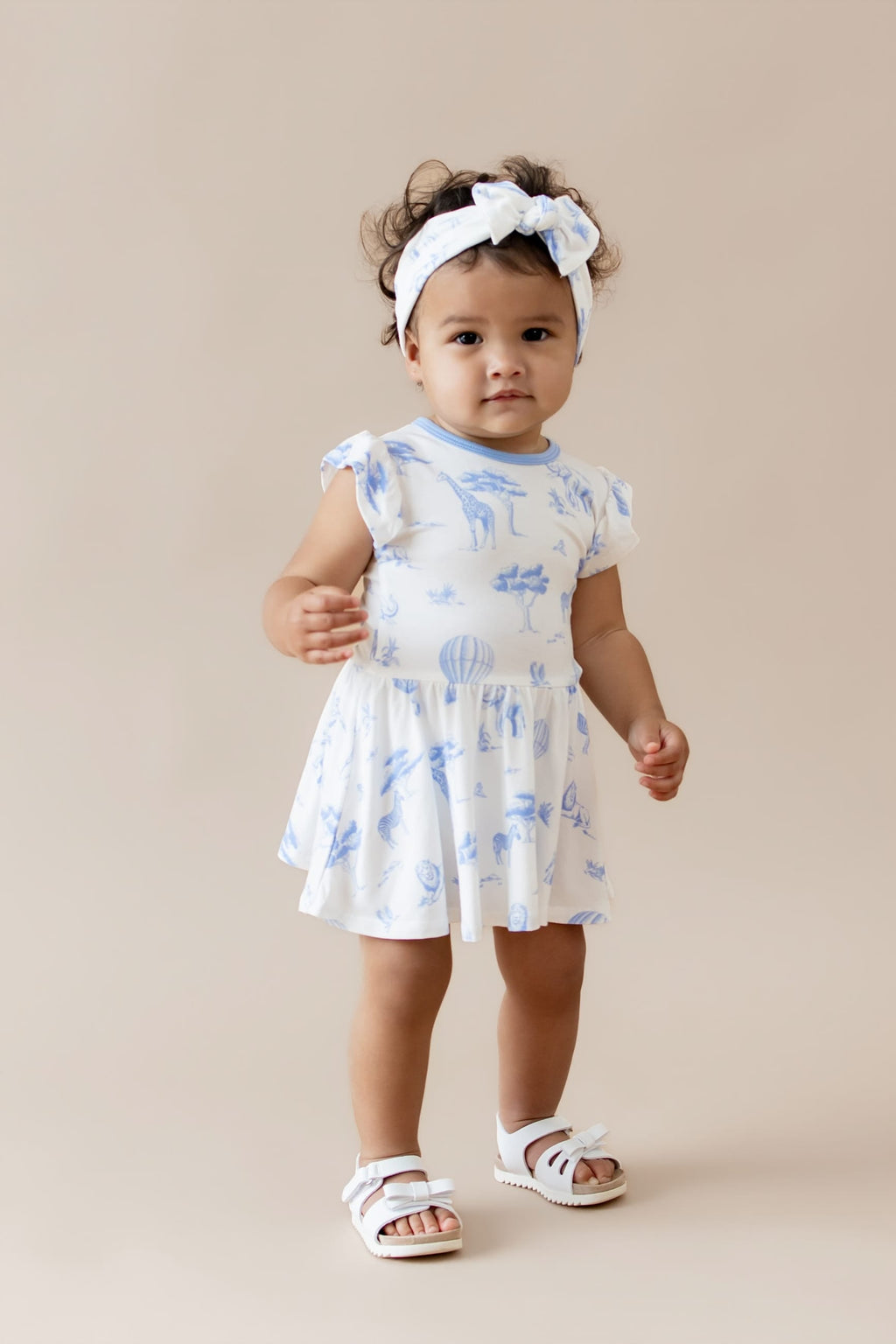 Twirl Bodysuit Dress in Toile Safari