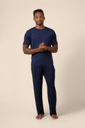 Men's Short Sleeve & Pant PJ Set in Navy